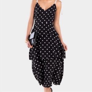 Polka Dot Ruffle Midi Dress